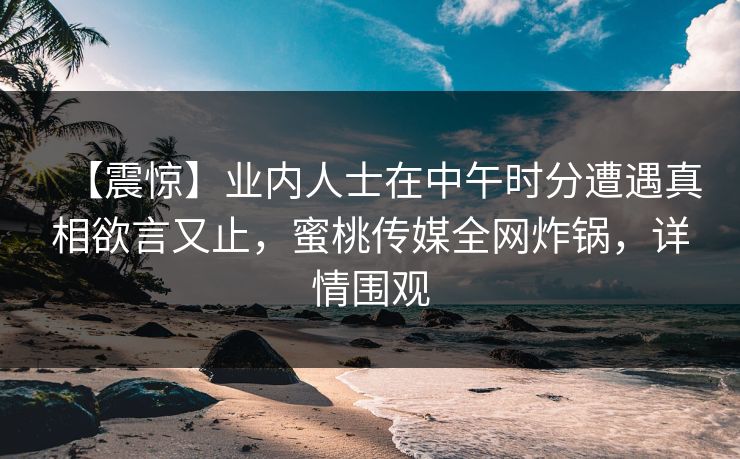 【震惊】业内人士在中午时分遭遇真相欲言又止，蜜桃传媒全网炸锅，详情围观
